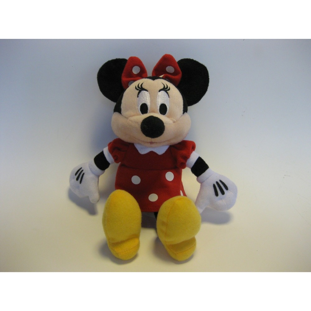 Minnie Mouse DOLL 9-1/2" DISNEY Plush Soft Red Polka Dot Dress Stuffed Toy Plush